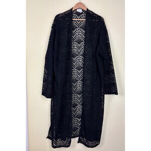 Bellino Womens Black Lace Duster Cardigan SiX 4X‎ Open Front Witchy Whimsygoth